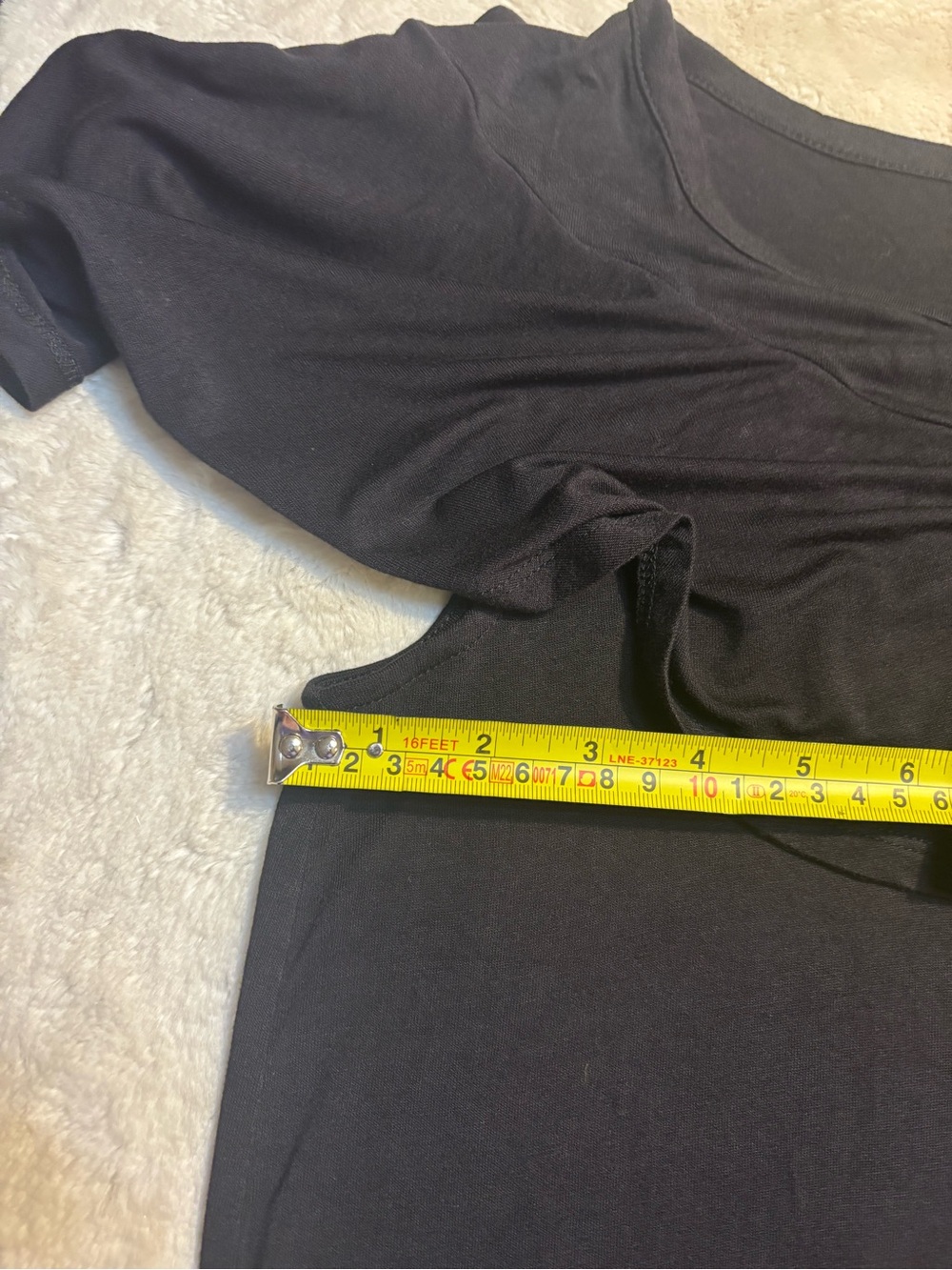 a.n.a Top Small Black Short-Sleeve Ruffle Tee Flowy Rayon Spandex Stretch Soft - Picture 13 of 14